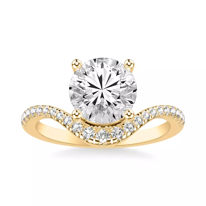 14K Yellow Gold Curvelle Pavé Lab Engagement Ring