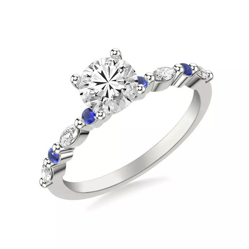 18K White Gold Alanna Sapphire Accent Engagement Ring