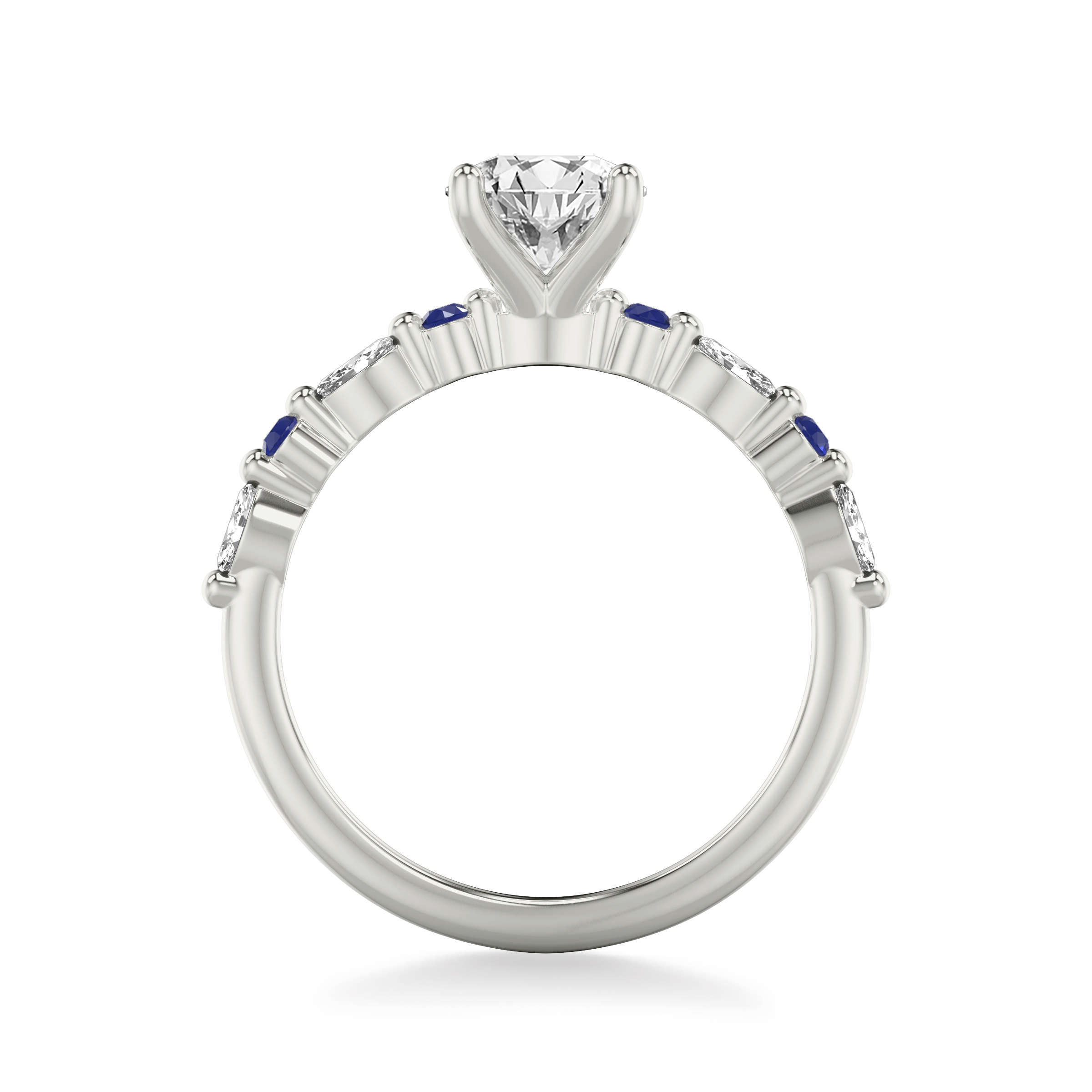 18K White Gold Alanna Sapphire Accent Engagement Ring