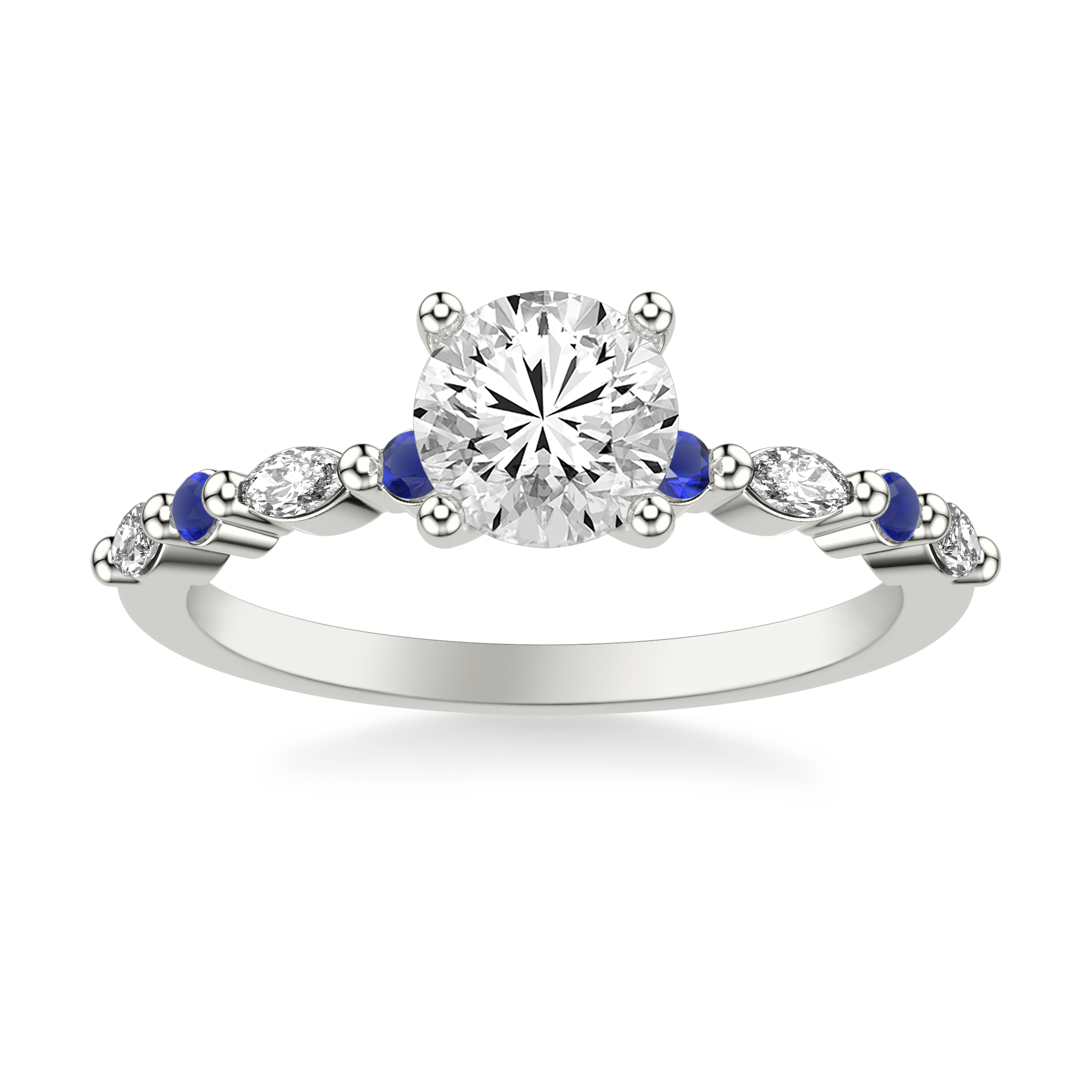 18K White Gold Alanna Sapphire Accent Engagement Ring