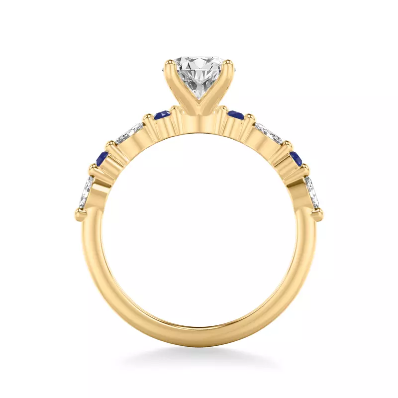 18K Yellow Gold Alanna Sapphire Accent Engagement Ring