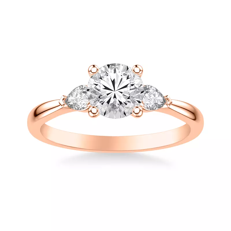 14K Rose Gold Jacie Three Stone Engagement Ring