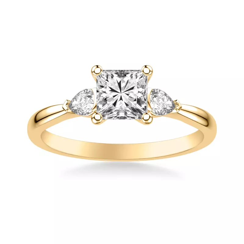 14K Yellow Gold Jacie Three Stone Engagement Ring