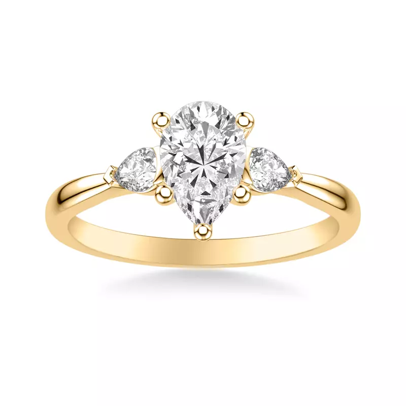 14K Yellow Gold Jacie Three Stone Engagement Ring