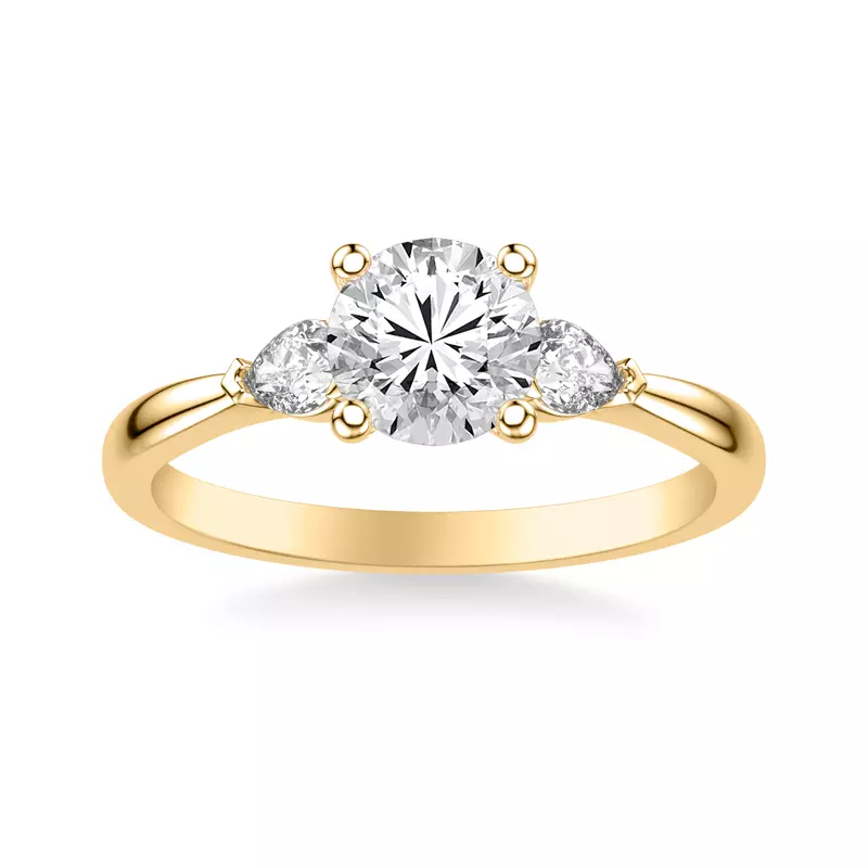 18K Yellow Gold Jacie Three Stone Engagement Ring