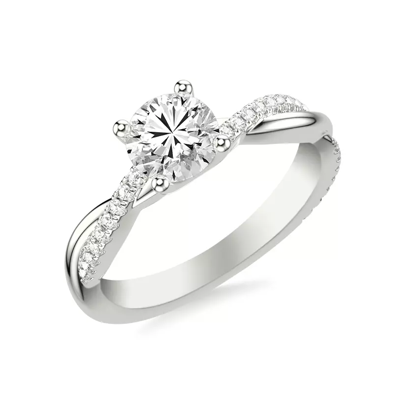 14K White Gold Sabine Crossover Pave Engagement Ring