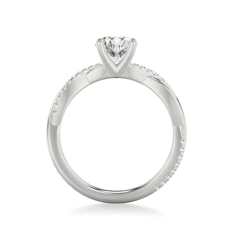 14K White Gold Sabine Crossover Pave Engagement Ring