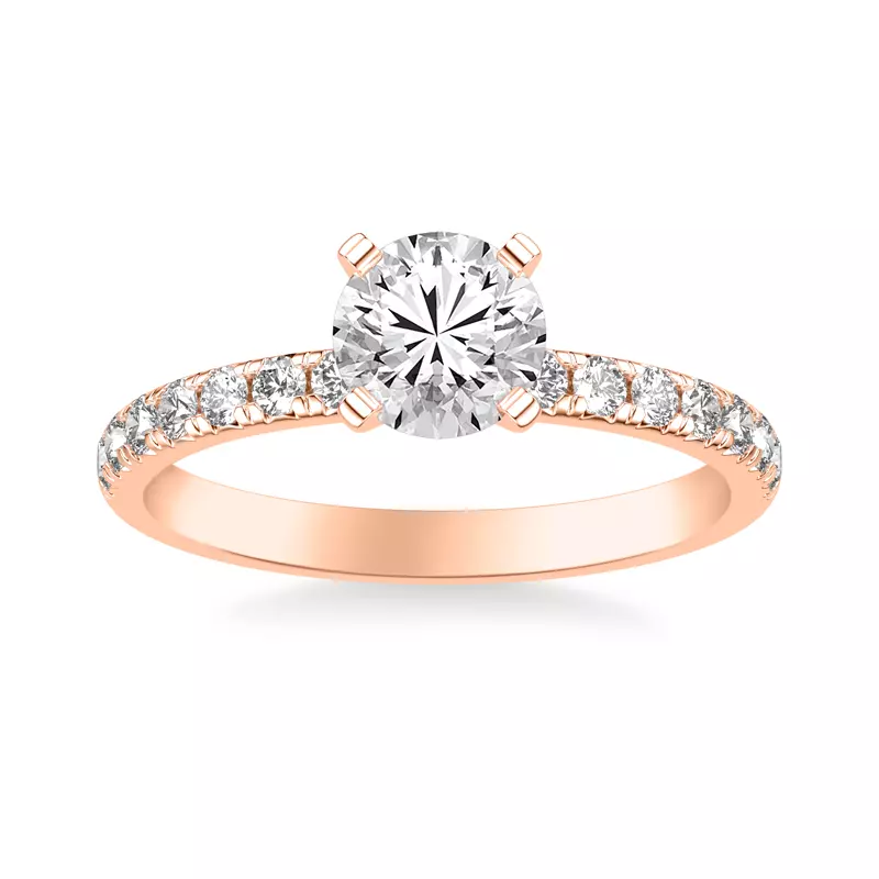 14K Rose Gold Morven Pavé Diamond Accent Engagement Ring