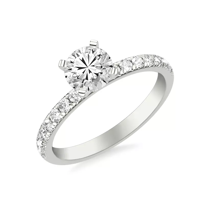 18K White Gold Morven Pavé Diamond Accent Engagement Ring