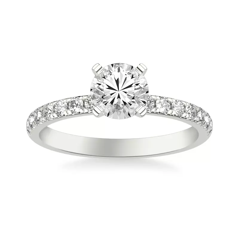 18K White Gold Morven Pavé Diamond Accent Engagement Ring