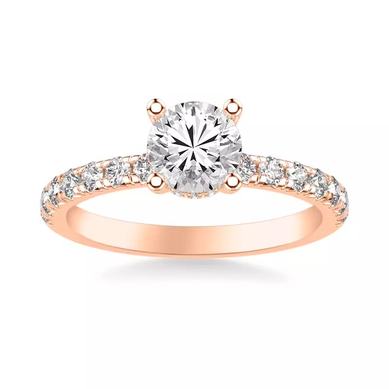 14K Rose Gold Alma Hidden Halo Pavé Engagement Ring