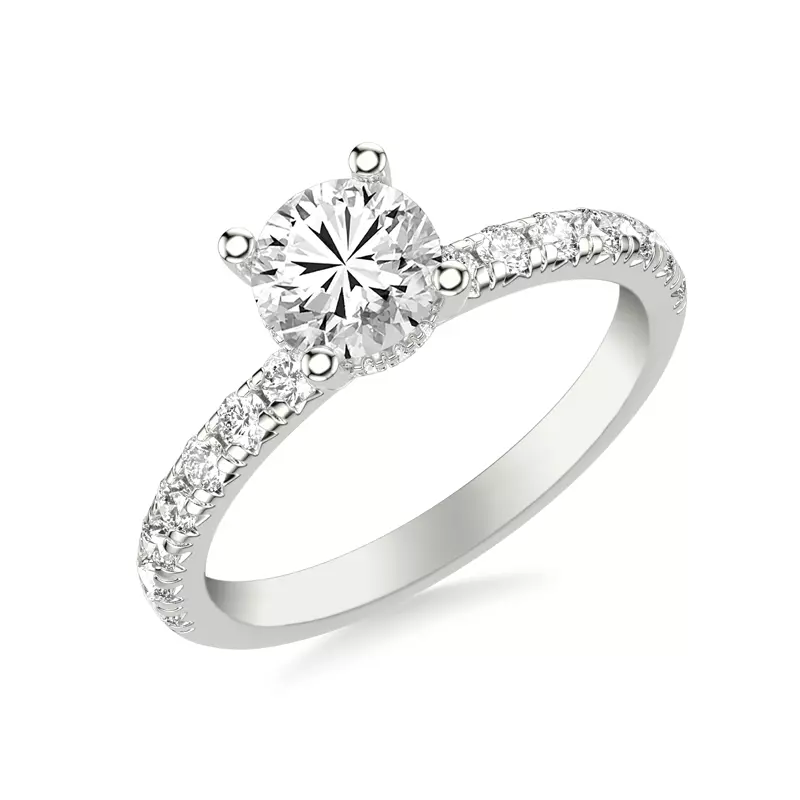 14K White Gold Alma Hidden Halo Pavé Engagement Ring