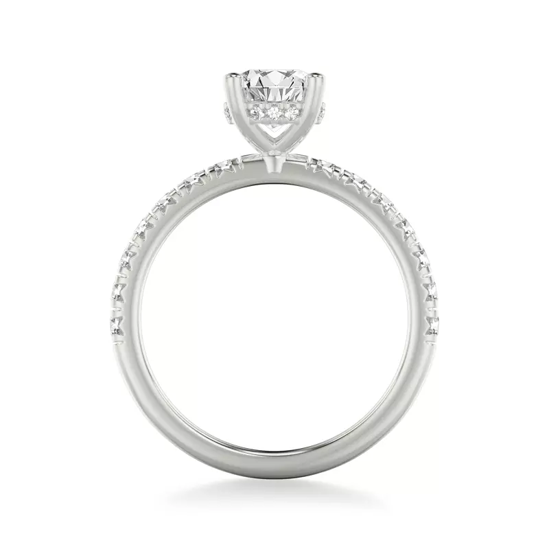 14K White Gold Alma Hidden Halo Pavé Engagement Ring