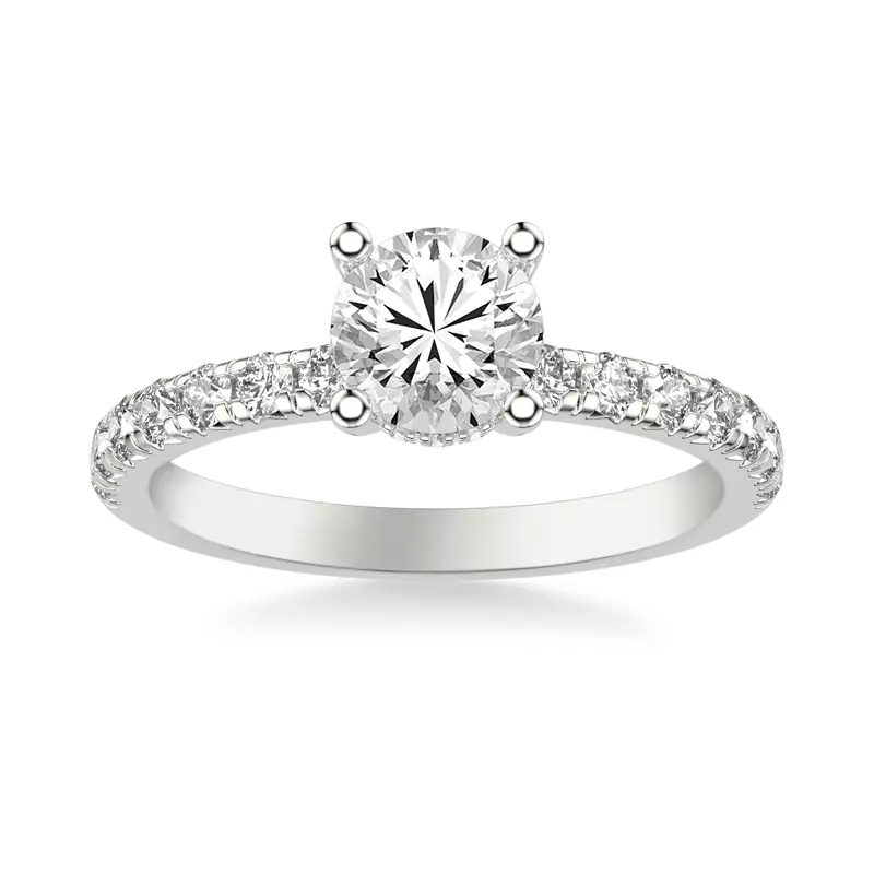 14K White Gold Alma Hidden Halo Pavé Engagement Ring