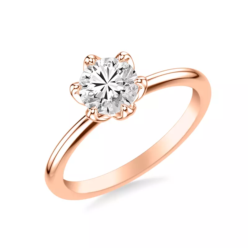 Blanche Six-Prong Petal Shaped Solitaire Engagement Ring