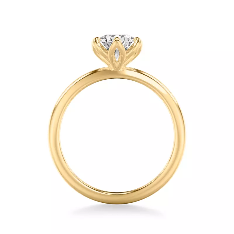 14K Yellow Gold Blanche Six-Prong Petal Shaped Solitaire Engagement Ring