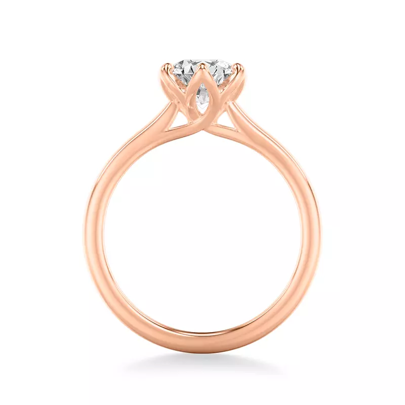 14K Rose Gold Cherry Petal Cathedral Solitaire Engagement Ring