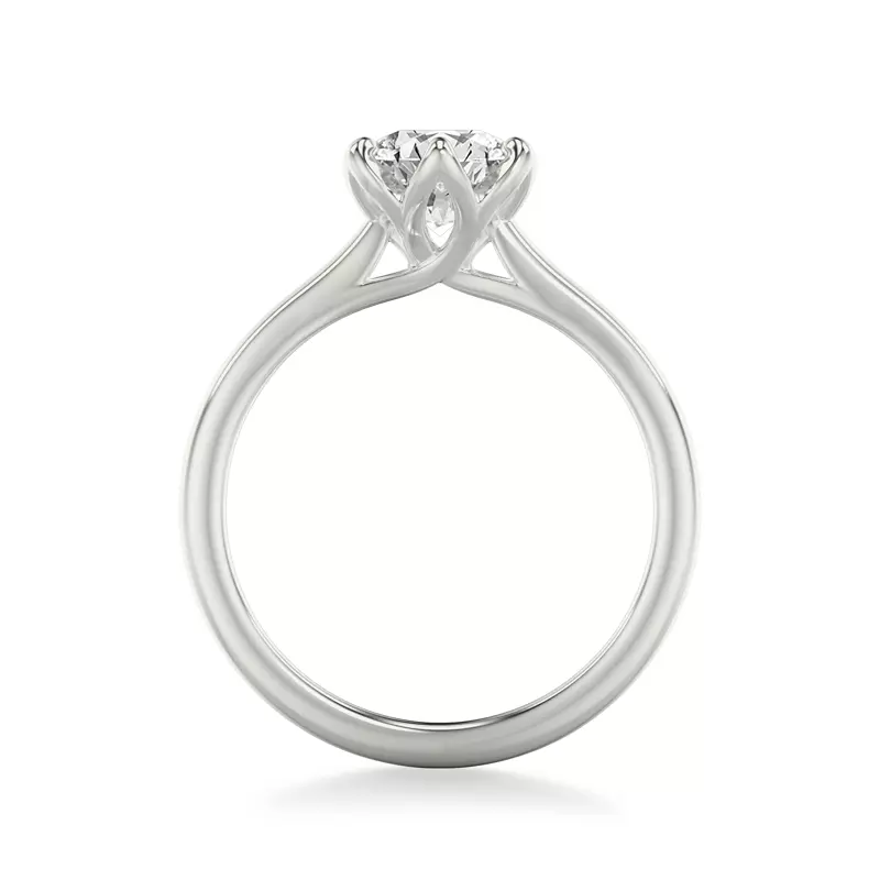 18K White Gold Cherry Petal Cathedral Solitaire Engagement Ring