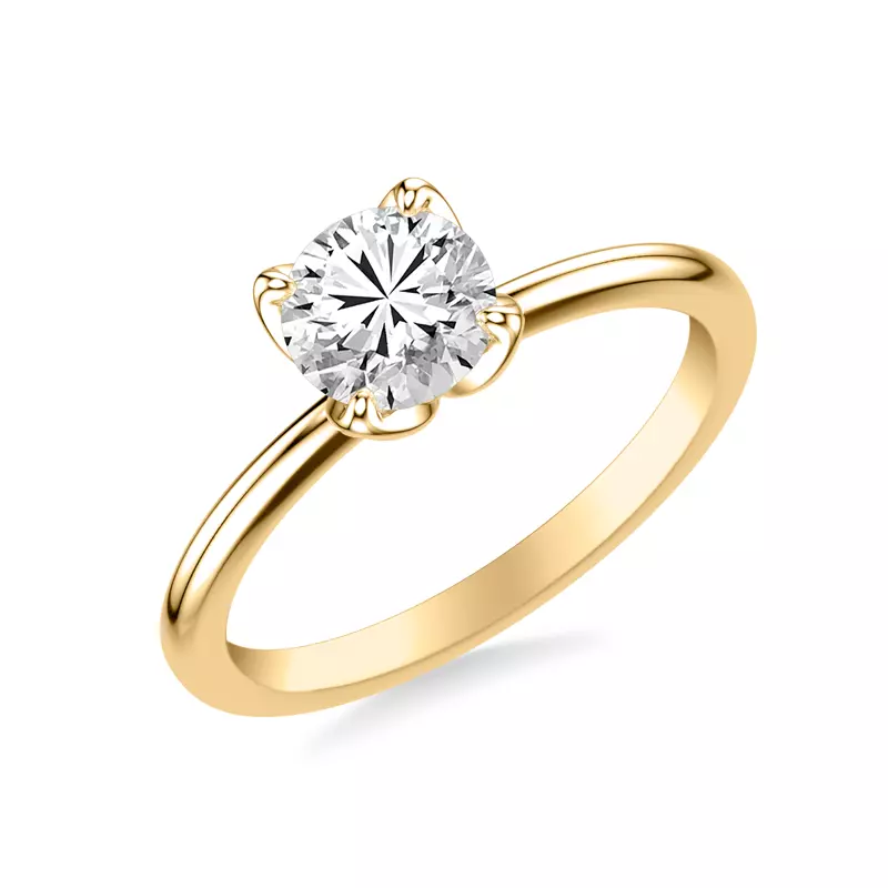 18K Yellow Gold Maryrose Petal Shaped Solitaire Engagement Ring