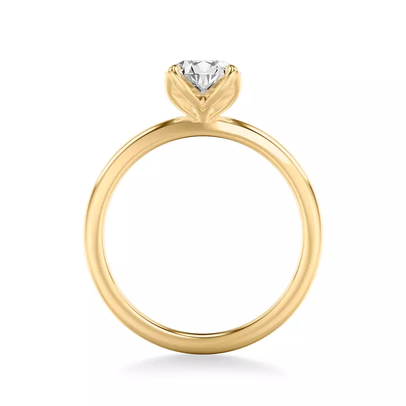 18K Yellow Gold Maryrose Petal Shaped Solitaire Engagement Ring
