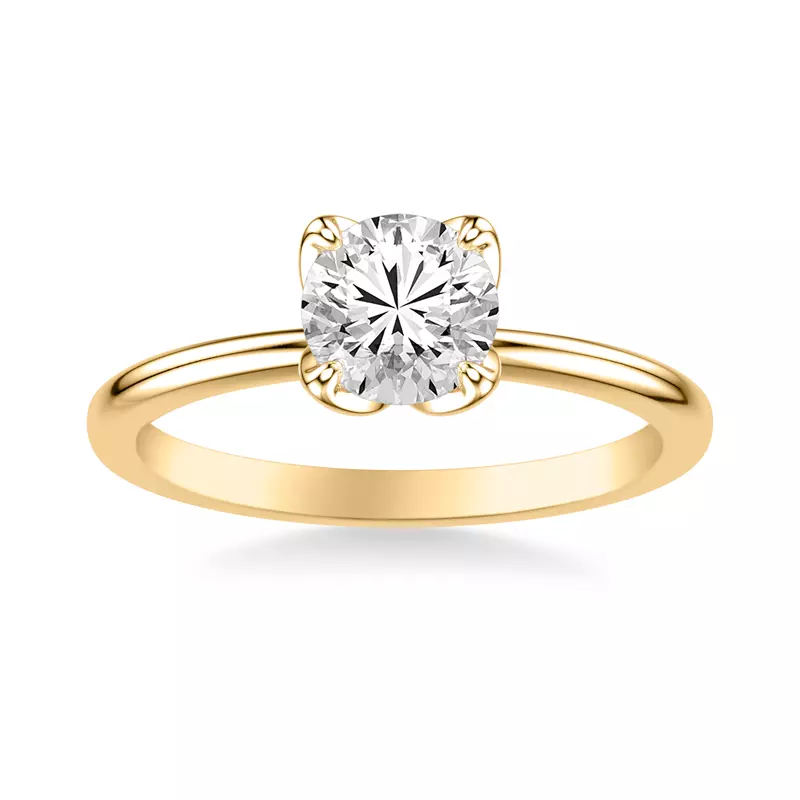 18K Yellow Gold Maryrose Petal Shaped Solitaire Engagement Ring