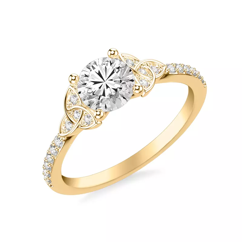 18K Yellow Gold Shelley Trinity Pavé Engagement Ring