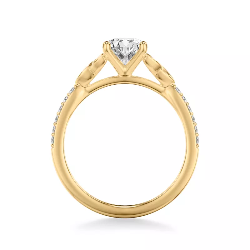18K Yellow Gold Shelley Trinity Pavé Engagement Ring