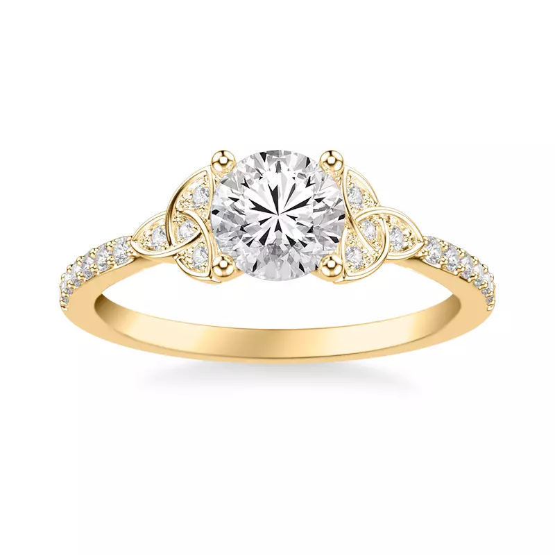 18K Yellow Gold Shelley Trinity Pavé Engagement Ring