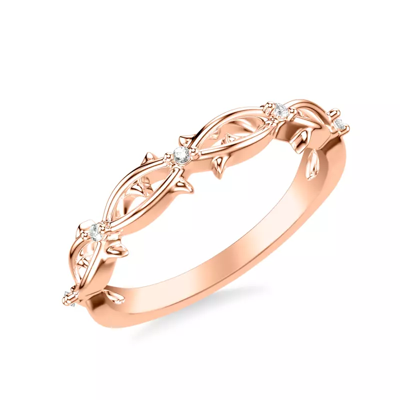 14K Rose Gold Elena Thorny Vine Band