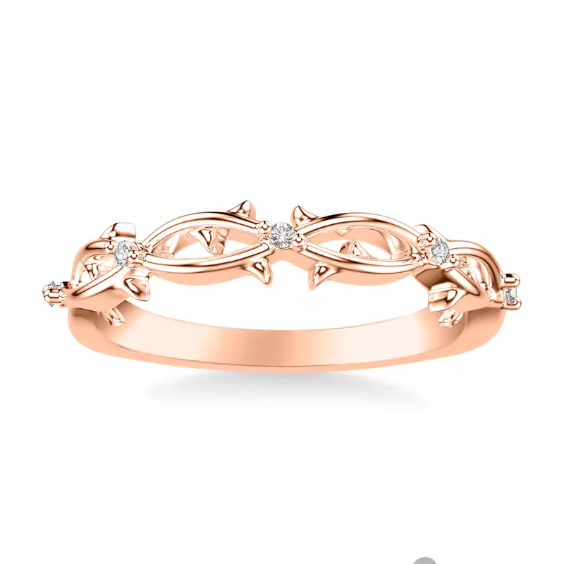 14K Rose Gold Elena Thorny Vine Band