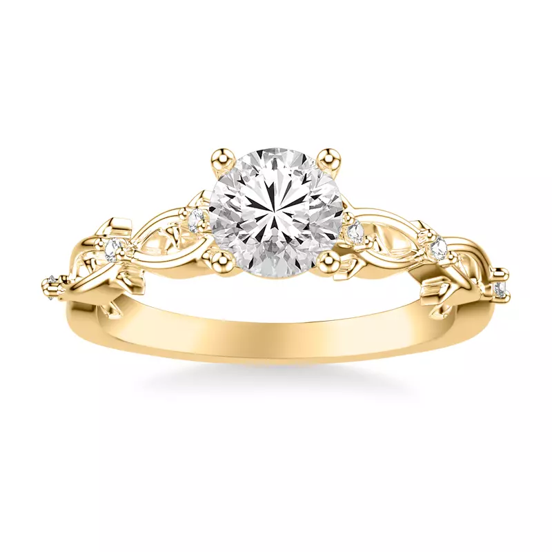 14K Yellow Gold Elena Thorny Vine Engagement Ring
