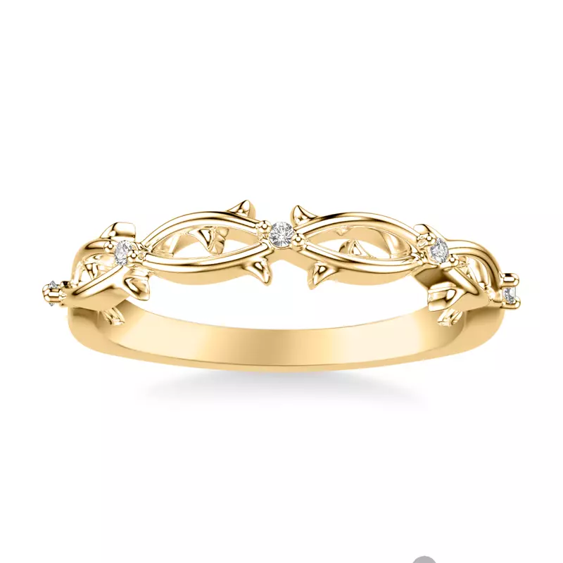 14K Yellow Gold Elena Thorny Vine Band