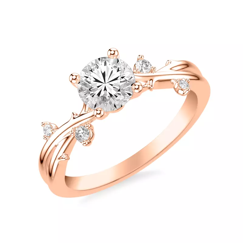 14K Rose Gold Brianna Twisting Diamond Vine Engagement Ring
