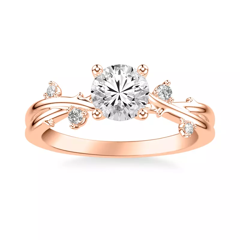 14K Rose Gold Brianna Twisting Diamond Vine Engagement Ring