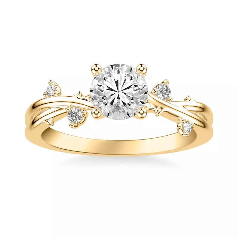 14K Yellow Gold Brianna Twisting Diamond Vine Engagement Ring