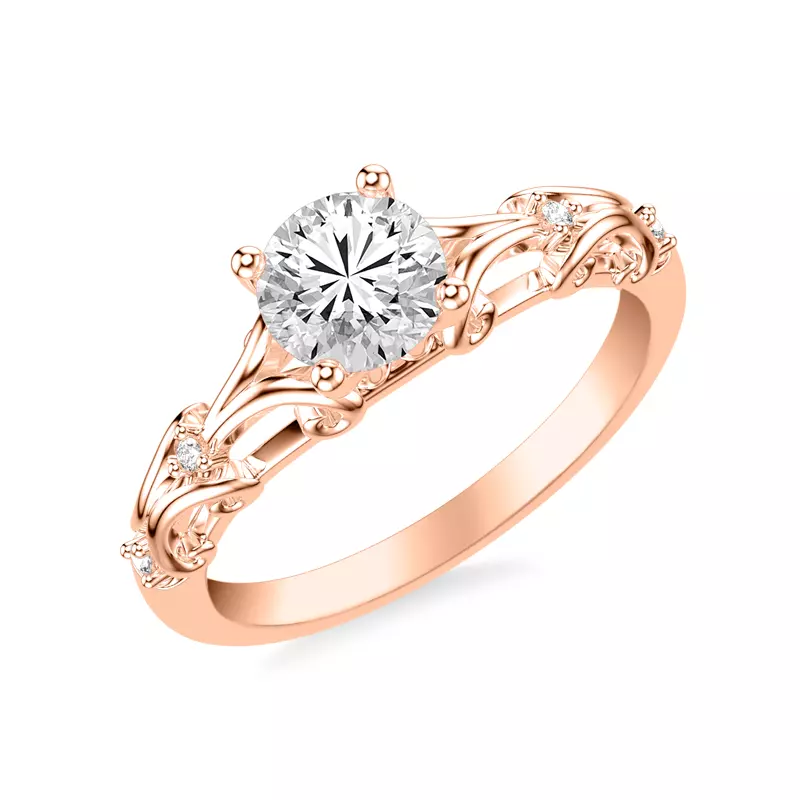 14K Rose Gold Suri Pavé Wave Engagement Ring
