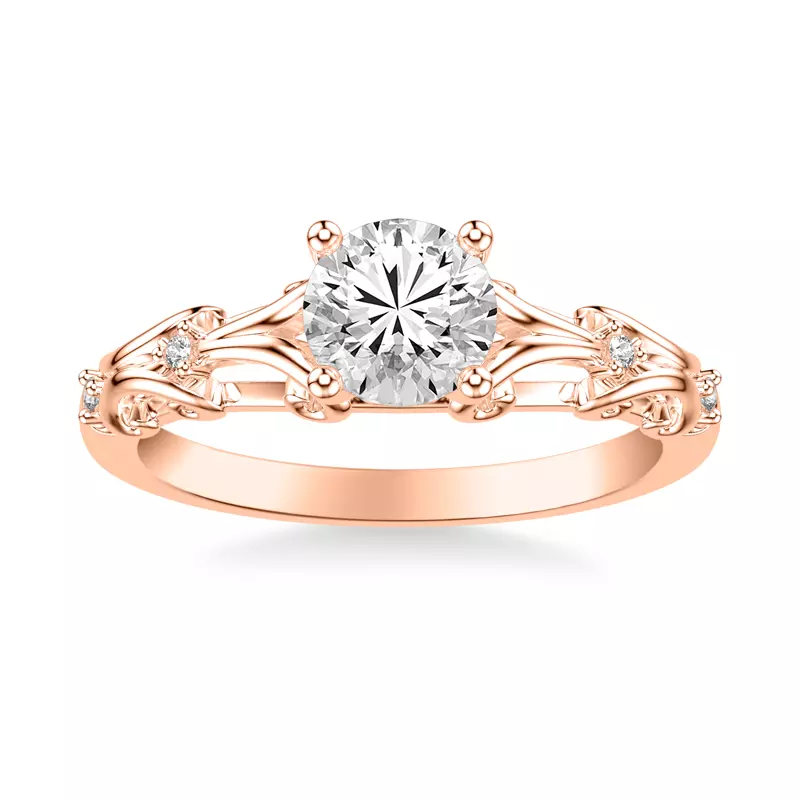 14K Rose Gold Suri Pavé Wave Engagement Ring