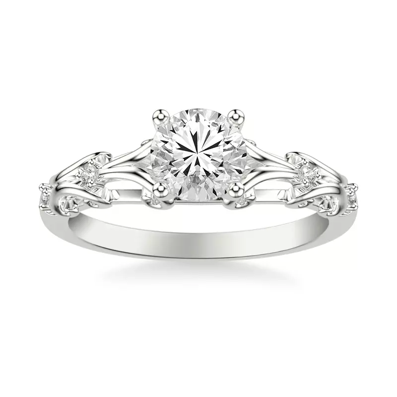 14K White Gold Suri Pavé Wave Engagement Ring