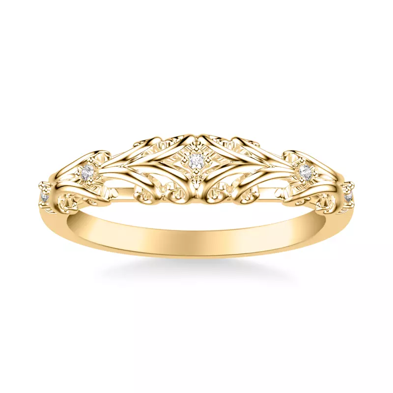 14K Yellow Gold Suri Pavé Wave Band