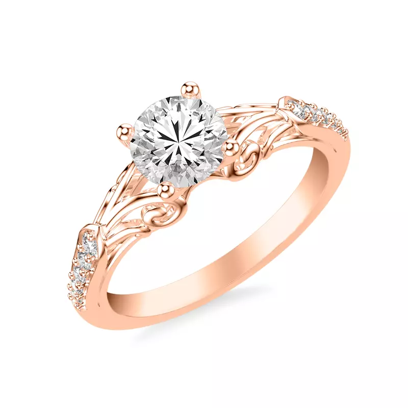 14K Rose Gold Onde Pavé Engagement Ring