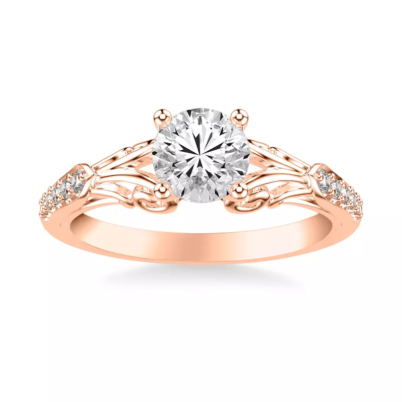 14K Rose Gold Onde Pavé Engagement Ring