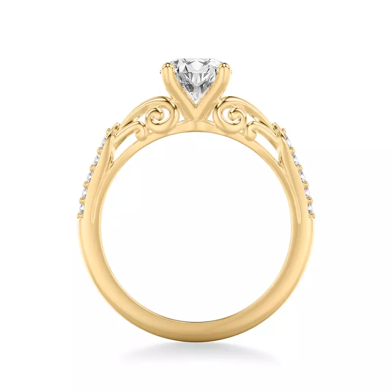14K Yellow Gold Onde Pavé Engagement Ring