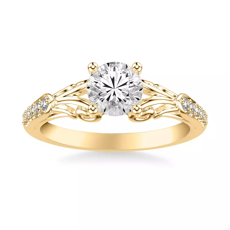 14K Yellow Gold Onde Pavé Engagement Ring