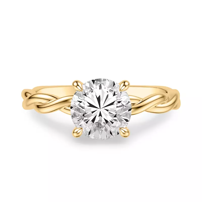 14K Yellow Gold Whitely Twist Hidden Halo Lab Engagement Ring