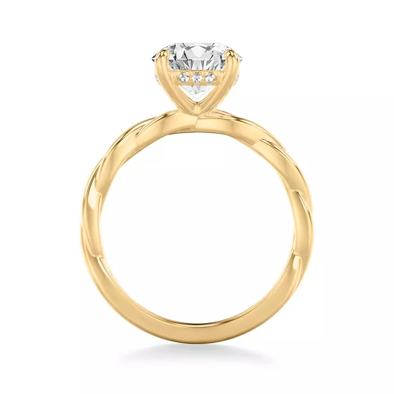 14K Yellow Gold Whitely Twist Hidden Halo Lab Engagement Ring