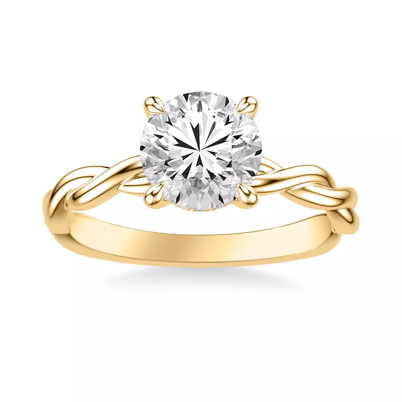 14K Yellow Gold Whitely Twist Hidden Halo Lab Engagement Ring
