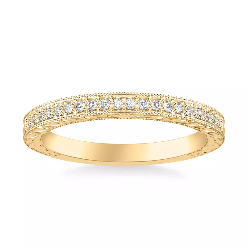 18K Yellow Gold Kensie Hand-Engraved Diamond Band