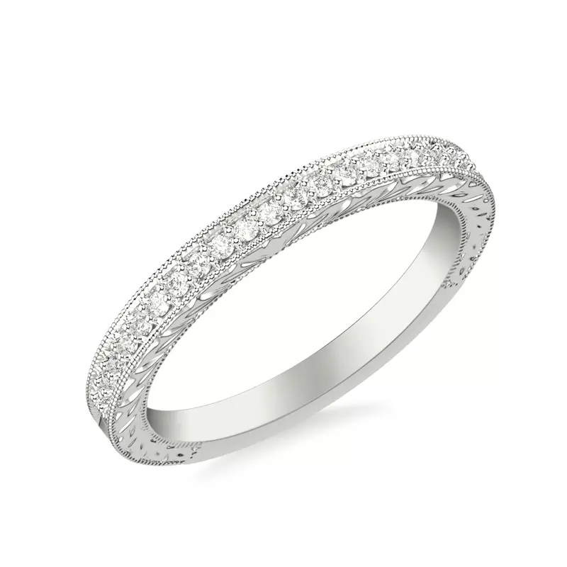 Platinum Kensie Hand-Engraved Diamond Band