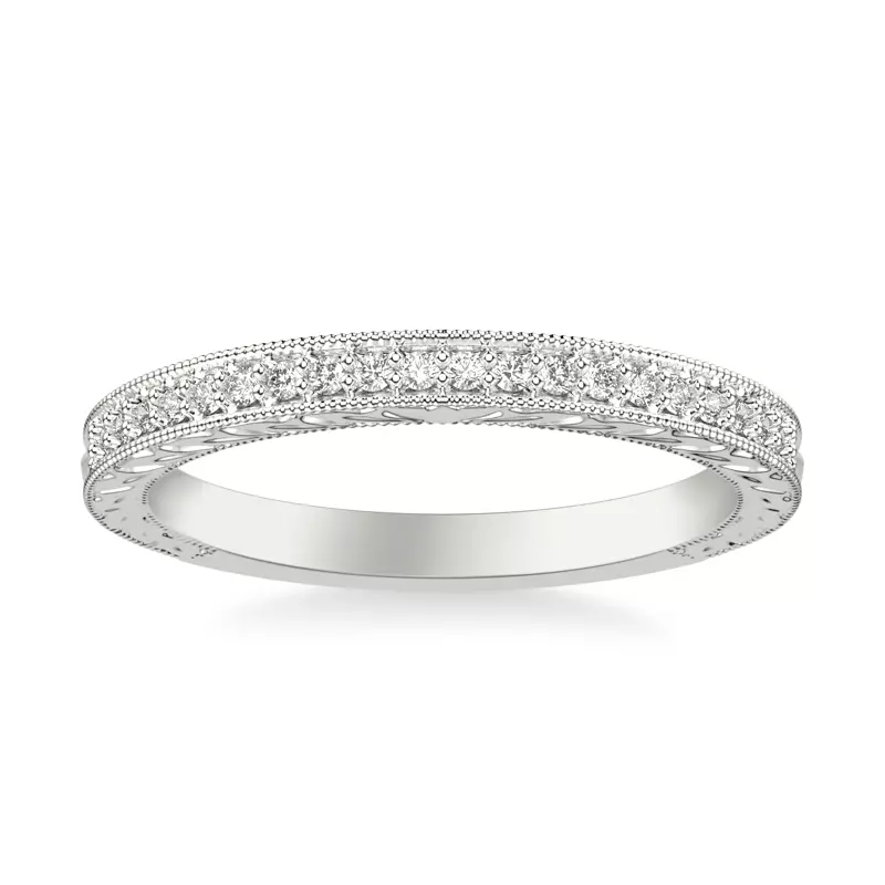 Platinum Kensie Hand-Engraved Diamond Band