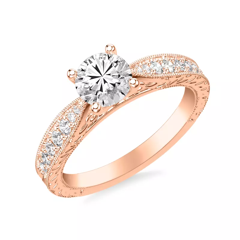 14K Rose Gold Kensie Hand-Engraved Engagement Ring